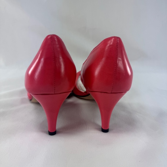 Loeffler Randall Knot Kid Nappa Leather D'Orsay Pumps Peep Toe Lipstick Pink 7 - Picture 4 of 14